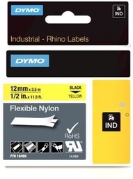 [18490] CINTA FLEX NYLON DYMO 1/2 IN (12MM) NEGRO/AMARILLO