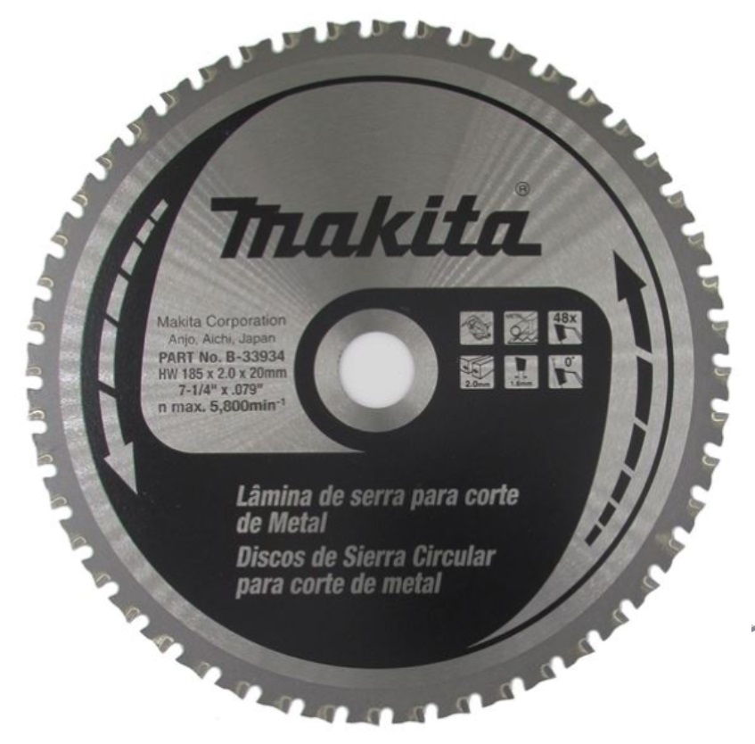 DISCO 7.1/4 185 X 2,0 X 48 DIENTES EJE 20 mm P/4130-4131 ACERO