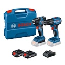 Kit Taladro Percutor GSB 185-LI + Llave de Impacto GDR 18V-200 Brushless + 2 Baterías 2.0Ah Bosch