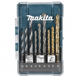 [D-71962] SET BROCAS 9 UNID. METAL 5, 6,8- MADERA 5, 6,8 - CONCRETO  5,6,8mm