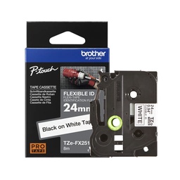 [TZEFX251] CINTA FLEXIBLE NEGRO SOBRE BLANCO 24MM
