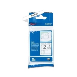 [TZER231] CINTA NEGRO SOBRE BLANCO SATÍN 12MM X 4M
