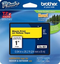 [TZE651] CINTA Brother NEGRO SOBRE AMARILLO 24MM